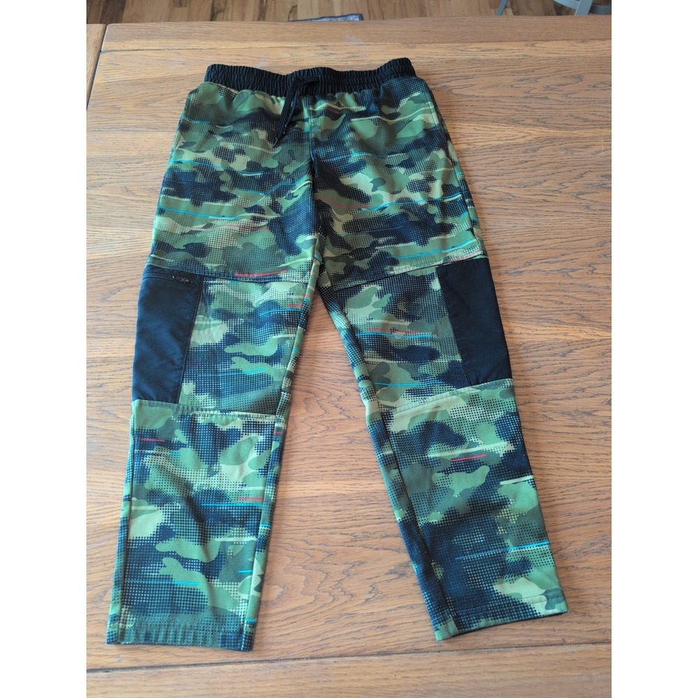 Lands End Pants Camo Large 10-12 H Husky Adjustable Drawstring Elastic Waist EUC